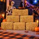 CroBlissful 6 Pack Natural Straw Hay Bales, 13 x 5 x 6 Inches