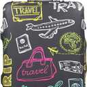 Luggage Cover for Suitcase,Elastic Spandex Carry on Luggage Protector Suitcase Covers,Suit Case Sleeve Fit 25-28 Inch Luggages (Black Travel, L)