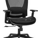 Mesh Office Chair, Ergonomic Computer Desk Chair, Sturdy Task Chair- Adjustable Lumbar Support & Armrests, Tilt Function, Comfort Wide Seat, Swivel Home Office Chair (Black)