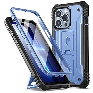 Poetic Revolution Series Case for iPhone 13 Pro 6.1 inch (2021 Release), Full-Body Rugged Dual-Layer Shockproof Protective Cover with Kickstand and Built-in-Screen Protector, Blue