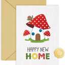 11 x New Home Card - Funny & Cute Housewarming Gift for Moving, New Apartment or New Chapter - Includes Extra Thick Envelope (Mushroom)
