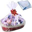 HappyBeeYo 100PCS Shrink Wrap Bags for Gift Baskets,24x32 inches 2 Mil Thick PVC Heat Shrink Bags Large Cellophane Wrap for Packaging,Gift Wrapping