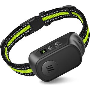 Rechargeable Dog Bark Collar with Beep Vibration and Shock, Anti Barking Collar for Small Medium Large Dogs, Humane Dog Training Device with 5 Adjustable Sensitivity Levels (Green)