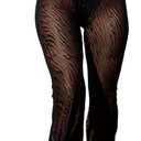 SHENHE Women's Solid Sheer See Through High Waist Wide Leg Cover Up Pants Bathing Suit, Size S