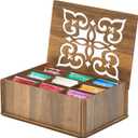 RoyalHouse Premium Wood (Hard MDF) Tea Storage Box Organizer (Walnut), Eco-Friendly Multi-Functional Decorative Box, 9 Compartments For Assorted Variety Of Tea Bags and Small Items