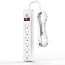 TiFFCOFiO Surge Protector Power Strip, 6 Feet Extension Cord, 600 Joules Surge Protection, Multiple Protection 6 Outlet Strip, 14 AWG Cord, 15A/1875W, ETL Listed