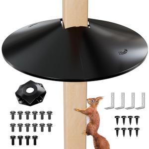 iBorn Squirrel Baffle for Bird Feeder Pole, Baffle for 4x4 Post, 22inch Oversized Squirrel Defender Stopper, Polycarbonate(PC), Dual Compatible Post/Pole Mount Guards, Pack of 1, Black