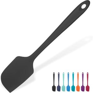 Heat Resistant Silicone Large Spatula: U-Taste 600F High Heat Flexible 11.38in Silicon Mixing Stirring Cooking Scraping Baking Bowl Scraper Seamless Spreader for Kitchen Nonstick Cookware (Black)