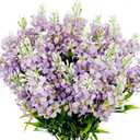 5PCS Artificial Lilac Flowers Fake Silk Flower Faux Plastic Plant Floral Arrangement for Home Indoor Outdoor Garden Wedding Bouquet DIY Table Centerpieces Vase Decorations (Purple)