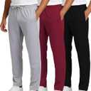 Real Essentials 3 Pack: Men’s Sweatpants – Athletic Track Pants with Pockets | Workout, Running & Lounge Pants for Men Set 3, 5X Tall