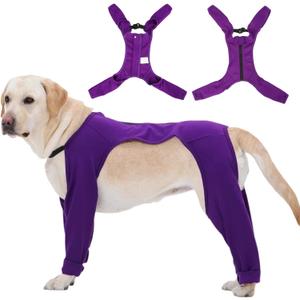 4-Leg Dog Surgery Recovery Suit & Outdoor Dust Pants, Cooling Touch Surgical Suit for Dogs, Dog Rear Leg Recovery Sleeve to Stop Licking, Medium Breeds Dog Post Onesie for Front & Back Leg, Purple, L