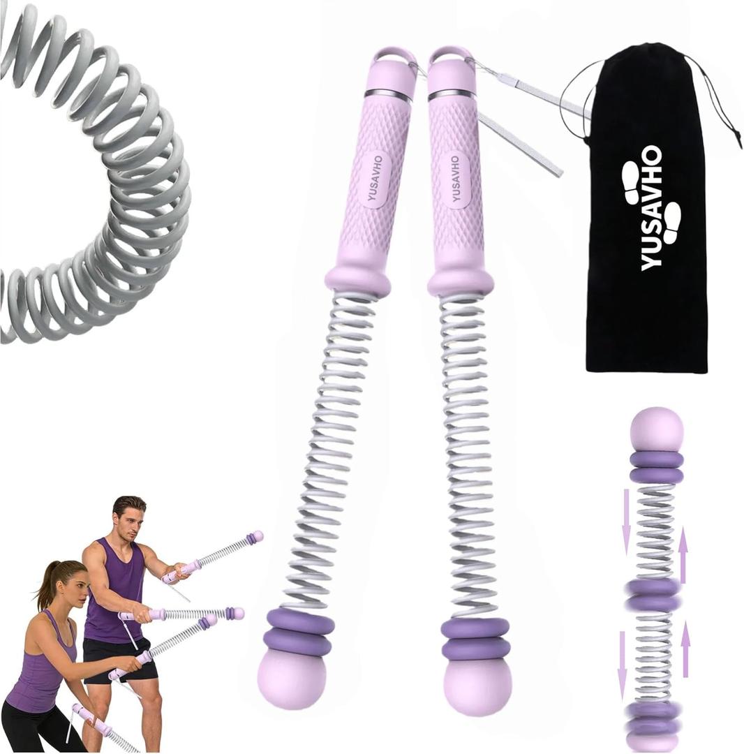 2 x Adjustable Ropeless Battle Ropes for Home Gym for Men & Women, Quiet Air Resistance Heavy Duty Cordless Battle Rope,Exercise Ropes with Variable Resistance, Strength & Low-Impact Cardio for HIIT