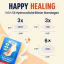 Dr. Frederick's Original Hydrocolloid Blister Bandages - 12 ct - Waterproof Heel Toe Pads - 40% More Cushioning - Blister Prevention & Treatment - Variety Pack Includes Heel, Toe, Spot Bandages