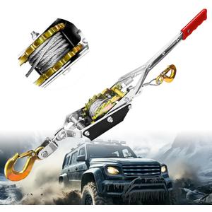 Come Along Winch Heavy Duty, 1T Come Along Pulling Tool 2 Gears 2 Hooks, Cable Winch Puller, Come Along Power Puller Ratchet Tool for Construction, Automotive, Farm, Fences
