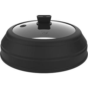 Microwave Splatter Cover Glass Splatter Guard Lid with Collapsible Silicone for Food Plate Covers 8.5 inch Black