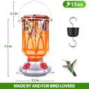 Hummingbird Feeders for Outdoors with Ant Moat, Hand Blown Glass Hummingbird Feeder, 4 Feeding Ports with Perch, Outdoor Garden Dcor, 15 OZ, Orange