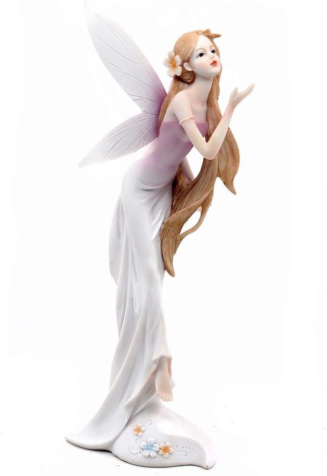Comfy Hour 13" Elegant Standing Fairy Figurine, White and Lilac Fantasy Spirit Statue, Sophisticated Home Office Bookshelf Decor Accent, Polyresin Artisan Crafted Sculpture, 1 Unit
