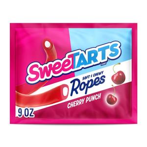 SweeTARTS Ropes, Candy, Cherry Punch, Soft and Chewy, 9 oz (EXP 06/24/26)
