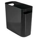 mDesign Plastic Small Trash Can, 1.5 Gallon/5.7-Liter Wastebasket, Narrow Garbage Bin with Handles for Bathroom, Laundry, Home Office - Holds Waste, Recycling, 10" High, Aura Collection, Black