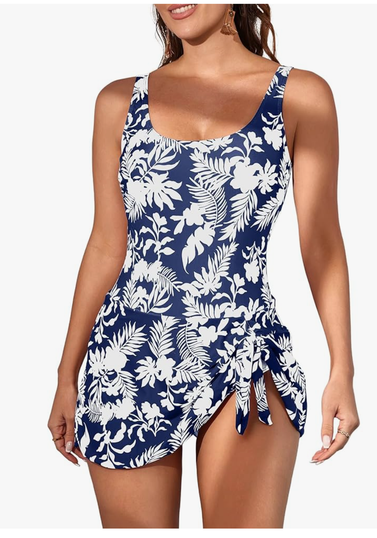 Eomenie One Piece Swimdress Swimsuits for Women Tummy Control Swim Dresses Skirt Bathing Suit, Size -M