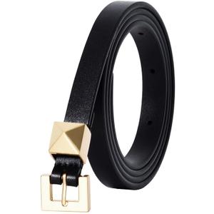 2 x Women Leather Belt Fashion Skinny Belt Ladies Punk Belt Vintage Leather Belt for Jeans Dress (100cm/Fit Waist 25"-33", Black)