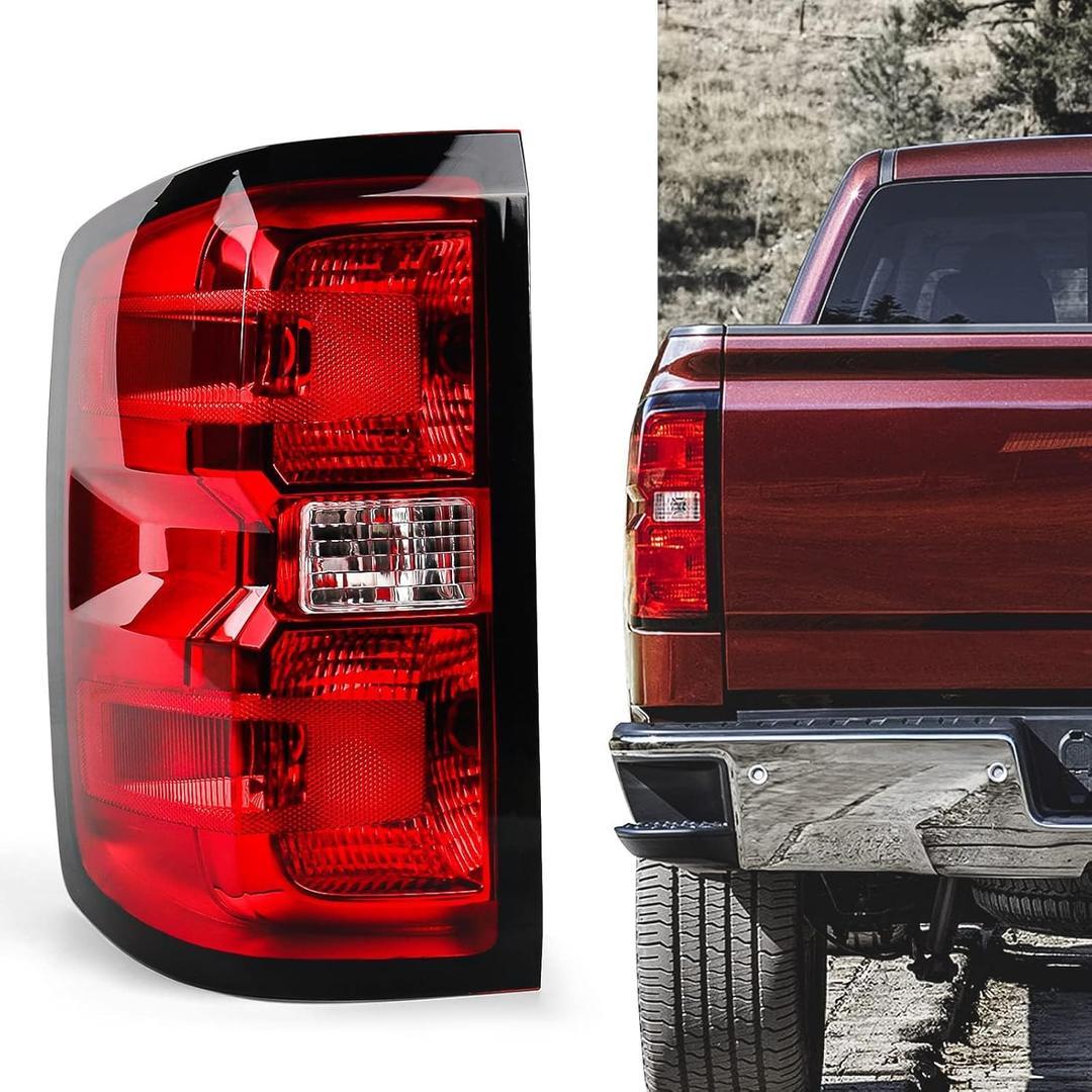 Huray Tail Light Assembly For Chevy Silverado 2014-2018 1500 2500HD 3500HD, GMC Sierra 3500HD OE Style Replacement Rear Brake Lamp Assembly Driver Side (Black Trim)