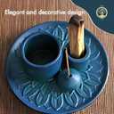 2 x 4-in-1 Palo Santo Holder, Sage & Incense Stick Burner  Ceramic White Ash Catcher Tray for Meditation, Yoga, Smudging & Spiritual Cleansing  Incense Holder for Sticks & Sage (Blue)