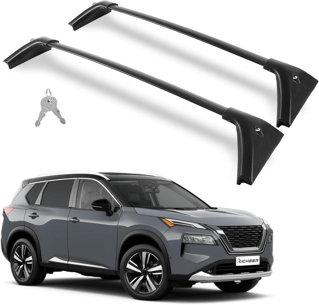 Richeer 300LBS Roof Rack Cross Bars for 2021-2025 Rogue SL SV Platinum(with Flush Roof Rails), Lockable Heavy Duty Aluminum Cross Bar with Anti-Theft Locks for Cargo Racks Rooftop Luggage Bicycle