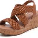 Luoika Wide Width Wedge Sandals for Women - Comfortable Platform Heel with Adjustable Ankle Strap, Open Toe Summer Casual Shoes, 10 X-wide