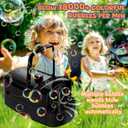 Bubble Machine, Automatic 18000+ Per Minute Big Bubbles Blower Maker for Kids Toddlers with 2 Speeds,6 Wands,Operated by Plugin or Batteries for Outdoor/Indoor Birthday Parties,Wedding (Black)