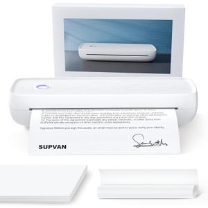 Katasymbol T200M Portable Printer Wireless for Travel, Bluetooth Inkless Printer with 300 DPI, Prints 400 Pages per Charge, Supports 8.5" X 11" US Letter, Compatible with iPhone, Android & Laptop