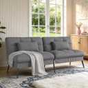 COMHOMA 72Futon Sofa Bed,Modern Convertible Sleeper Sofa, Fabric Futon Couch with Multi-Position Backrest for Living Room Furniture (Grey)