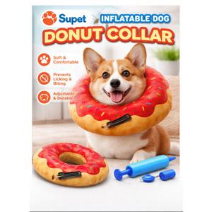 Supet Inflatable Dog Cone Collar Alternative After Surgery, Doggie Neck Donut Collar Recovery ECollar for Post Surgery, Soft Dog Cone for Small Medium Puppies Cats (S(Neck 7"-9.5"))