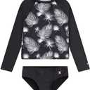 Hurley Girls' Long Sleeve Rash Guard Swimsuit, Size 9-10 Years