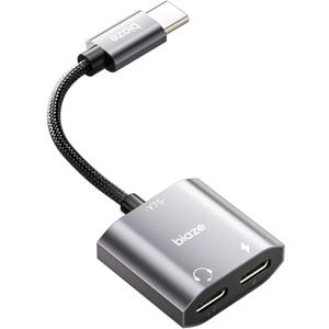 USB C to Dual USBC Headphone and Charger Adapter, USB C Splitter 1 in 2 Out Male to Female Audio Dongle Cable with 60W Fast Charging for iPhone 16/15, Samsung Galaxy S25/S24/S23