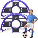 Onini Upgrade 6 Foot Pop Up Soccer Goals Blue - Portable Foldable Training Football Net with Target and Bag - Ideal for Toddler, Boys, Youth Outdoor Sports Games(2 Pack)