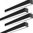 hykolity 4FT LED Architectural Suspended Linear Channel Light Linkable, 23/32/40W 3000K/4000K/5000K CCT Selectable, 0-10V Dim Office Lighting Fixture for Commercial Places, 4600lm, ETL, 4 Pack - Black