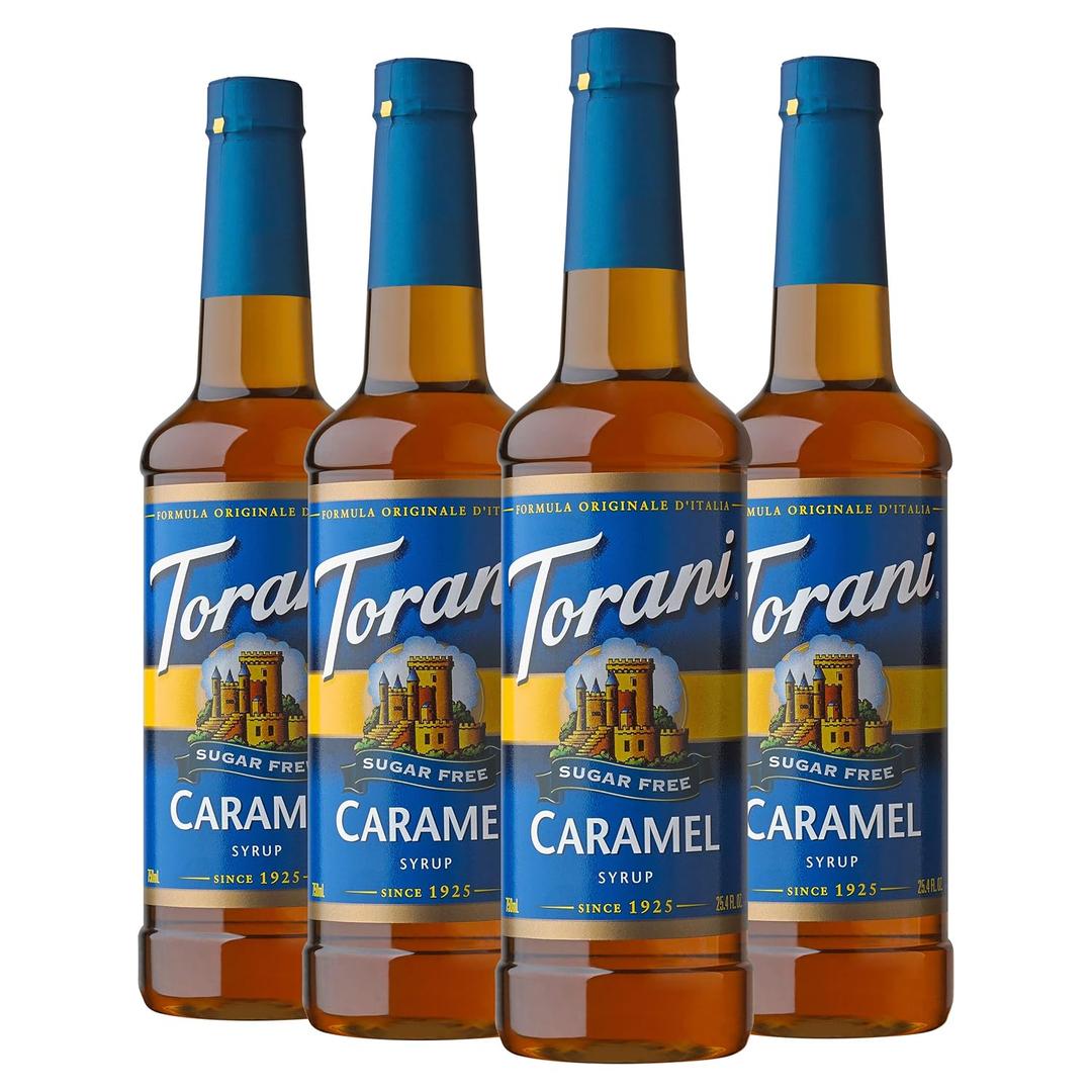 Torani Sugar Free Syrup, Caramel, 25.4 Fl Oz, (Pack of 4), BB 11 DEC 2027