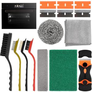 Heavy Duty Oven Cleaner Brush Kits, 12 Pcs Oven Cleaning Tools Accessories, Include Razor Blade Scraper, Crevice Cleaning Brush, Steel Wool Scrubber, Scrub Sponges,Cleaning Rags