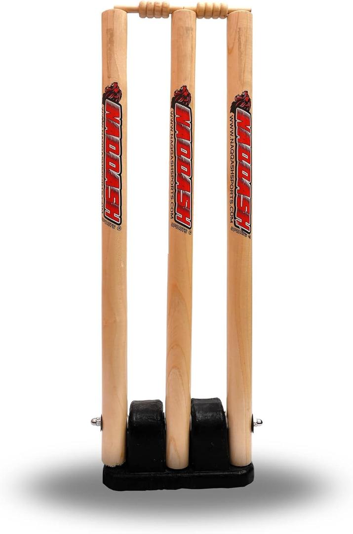 Jumbo Cricket Spring Return Stumps Wickets Metal Base Multi Surface Placement BY Naqqash Sports, 28"