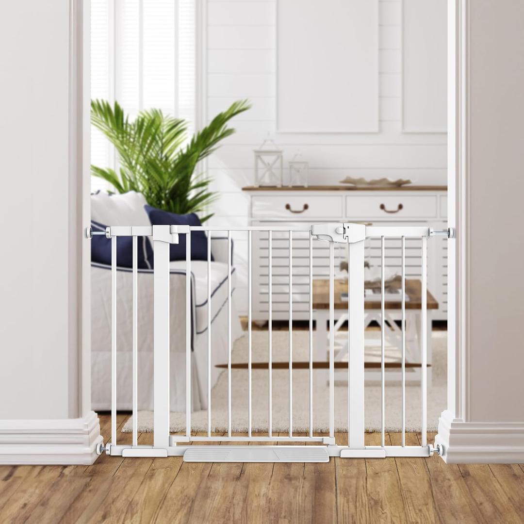 Easy Step Walk-Thru Baby Gate  Adjustable Safety Gate for Babies & Pets, Pressure Mount Kit, Includes Wall Cups  29.7-48.8W x 30.5H, Auto-Close