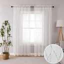 SMILE WEAVER White Sheer Curtains 84 Inch Long for Living Room,Privacy & Light Filtering Semi Sheer Curtain with Star Print Design,Lightweight Voile Transparent Bedroom Window Drapes,2 Panels