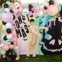 Halloween Balloon Arch Baby Showers Decorations, 18" 10" 5" Black Purple Pink Balloons with 3D Bat Stickers for Halloween Birthday Baby Shower Outdoor Indoor Decorations