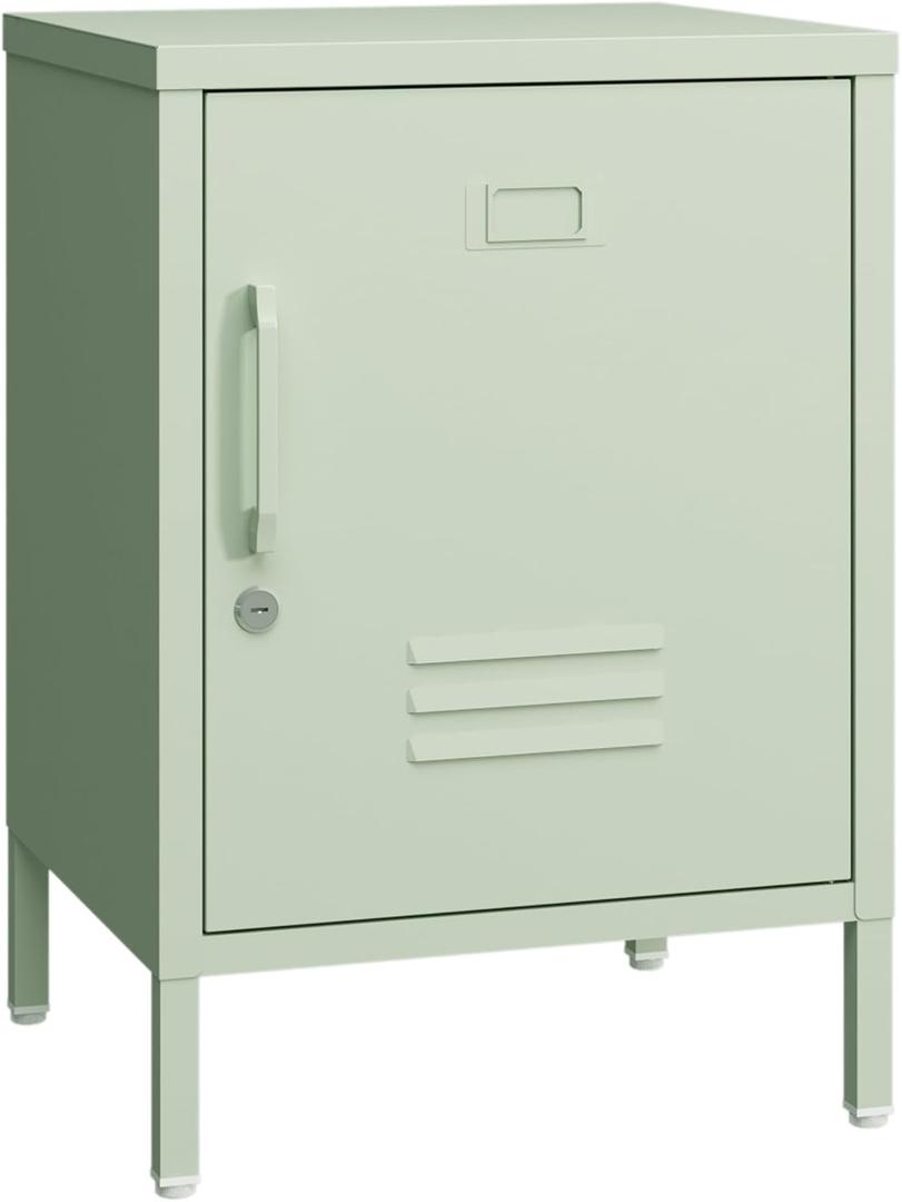 Metal Nightstand Modern End Side Table Steel Bedside Storage CaB0DK925YNbinet with Shelf Easy Assembly for Living Room Bedroom （15.8”W x 15”D x 22.5”H ）