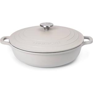 Dutch Oven Pot with Lid – Non Stick Dutch Oven for Sourdough Bread Baking – Cast Aluminum Cooking Pot – Oven Safe Stock Pot – 5.5-Quart, 12 Inch, Gray – by Nuovva