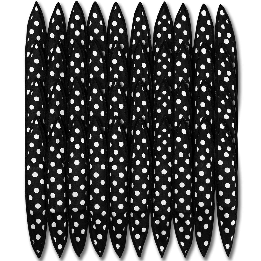 Bememo 40 Pieces Soft Curlers Hair Rollers Overnight Heatless Pillow Rollers for Hair Satin Sponge Curlers to Sleep in No Heat for Long Short Styling Tools(Black)