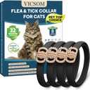 Flea Collar for Cats 4 Pack, 32 Months Flea and Tick Prevention for Cats Collar, Waterproof Cat Flea Collar, Natural Cat Flea and Tick Treatment Collar, Adjustable Flea Collar for Cat Kitten, Black