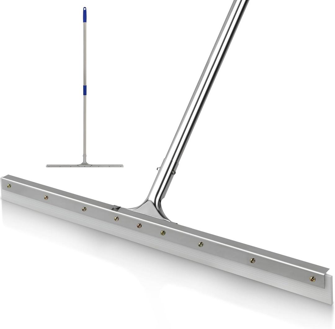 MHM AquaSlide PushPro  28-Inch Heavy Duty Squeegee for Concrete Floors & Wet Surfaces | Industrial Rubber Blade Water Removal Tool for Garages, Warehouses, Driveways & Commerical Use