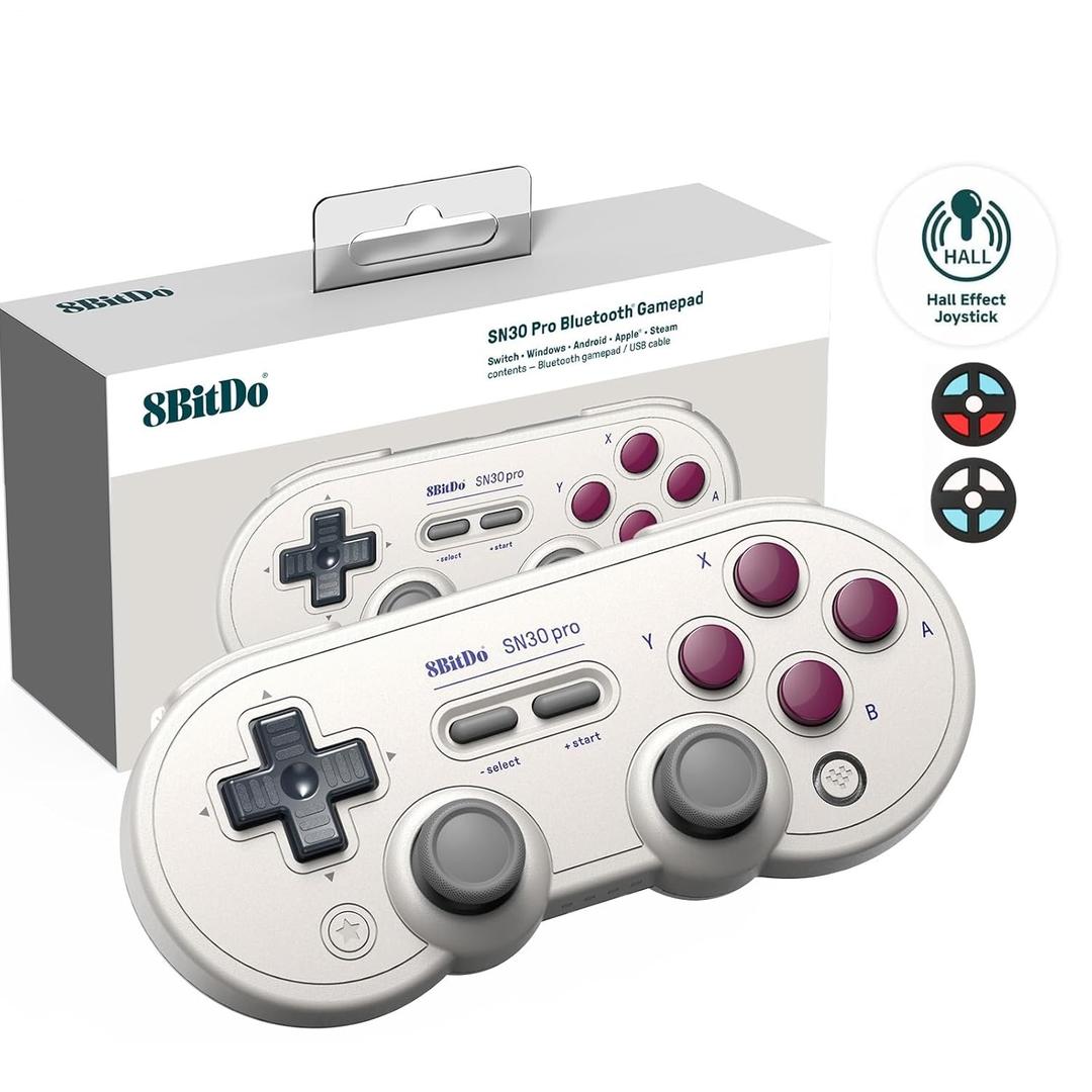 8Bitdo Sn30 Pro Bluetooth Gamepad (G Classic Edition) with Hall Effect Joystick Update Joysticks Rumble Vibration Gamepad for Windows, MacOS, Android, Steam, Switch/Switch 2