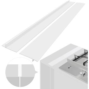 Silicone Stove Counter Gap Cover (2 Pack), Easy Clean Heat Resistant Wide & Long Kitchen Stove Gap Filler, Seals Spills Between Counters, Oven, Stovetops, Washing Machines, Washer, Dryer(21in, White)